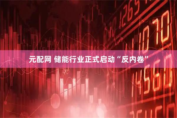 元配网 储能行业正式启动“反内卷”